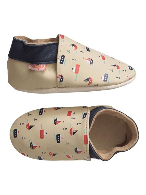 Chaussons bébé cuir souple Baptiste les bateaux Beige Kiabi 21 00