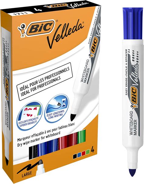 BIC Velleda 1711 Whiteboard Markers Pack Of 4 Permanent Markers