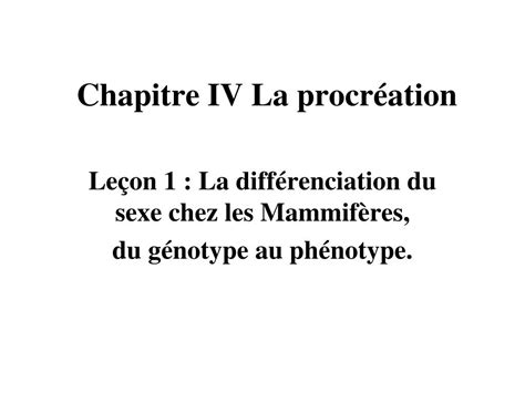 PPT Chapitre IV La procréation PowerPoint Presentation free download