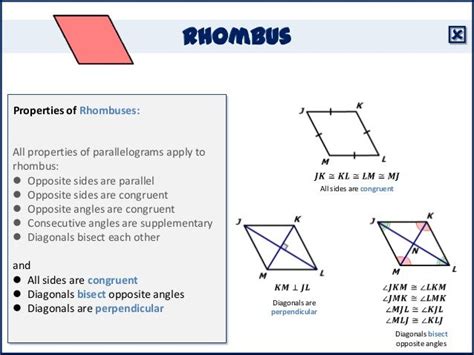 Properties Of Rhombi Worksheet