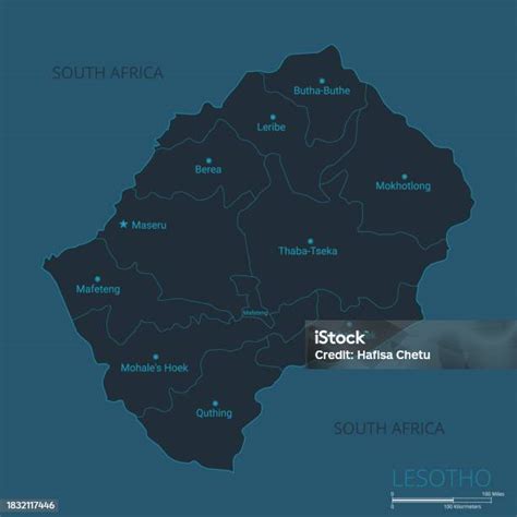 Lesotho Map High Detailed Vector Map Of Lesotho With Countries Capital