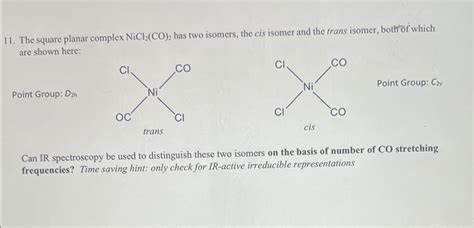 Solved The Square Planar Complex NiCl2 CO 2 Has Two Chegg