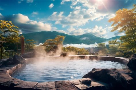 Premium AI Image A Hot Spring In Japan Spa Treatments In Japanese Style Relaxation And Jacuzzi
