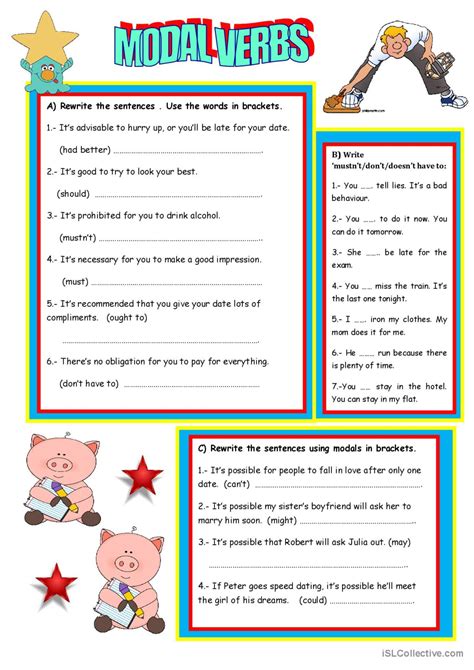MODAL VERBS -2 pages: English ESL worksheets pdf & doc