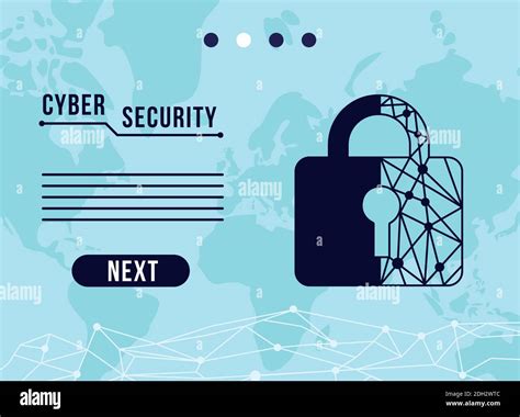 infografía de seguridad cibernética con circuito en candado y mapas de