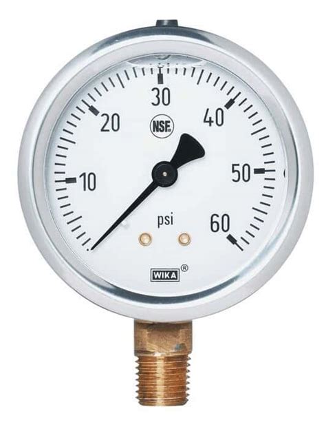 Wika 50072391 NSF Certified Pressure Gauge 0 To 100 PSI Bottom Mount