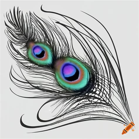 Vibrant Peacock Feather Illustration On White Background On Craiyon