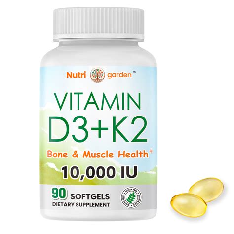 Vitamin D3 K2 10000 Iu Vitamin D 200mcg Vitamin K Mk 7 90 Softgels