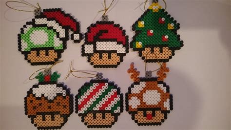 Mushroom Christmas Ornaments Perler Beads By PixelGamerGirl Christmas