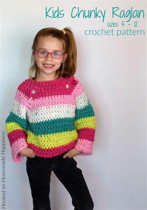 Kid's Chunky Raglan Sweater Crochet Pattern - Hooked on Homemade Happiness