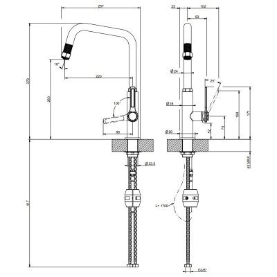 Gessi 60053 599 Robinet Mitigeur Officine Avec Douchette Noire