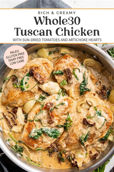 Creamy Whole30 Tuscan Chicken With Artichokes Paleo 40 Aprons