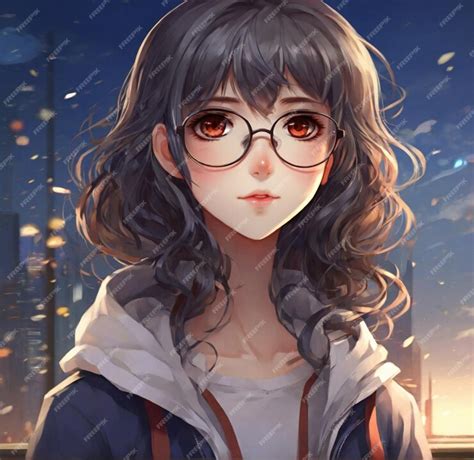 Premium Photo Beautiful Anime Girl Wearing Glasses