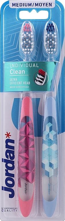 Jordan Individual Clean Medium Brosses à dents medium rose et bleu