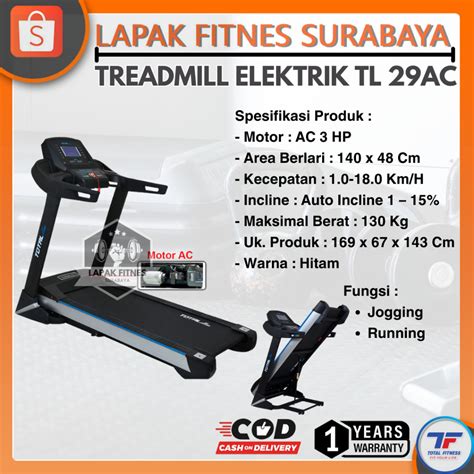 Jual Alat Olahraga Fitness Treadmill Elektrik Motor 3 HP TL 29 AC