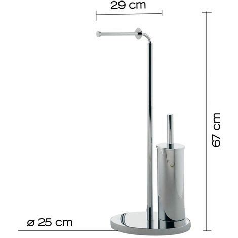 Piantana Porta Rotolo E Scopino In Acciaio Inox Cromato Mille