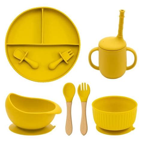 Assiette Plateau Repas Ywei Mustard Yellow Ensemble De