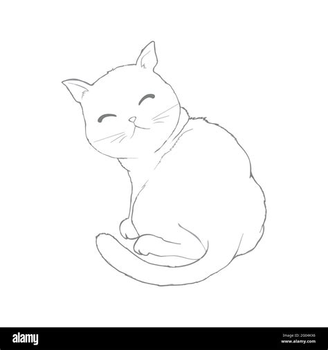 sketch of a cat isolated on a white background. Cute vector cat sketch ...