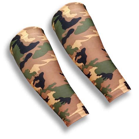 Green Camo Pattern Sleeves To Cover Bruises Skin Guards Arm Sleeves