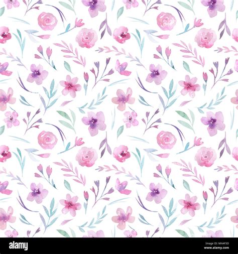 Watercolor Floral Pattern Seamless Pattern With Purple Gold And Pink