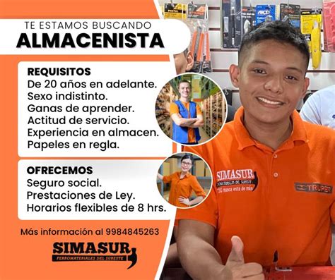 Vacante almacenista FERRETERÍA SIMASUR en 2023 Actitud de servicio