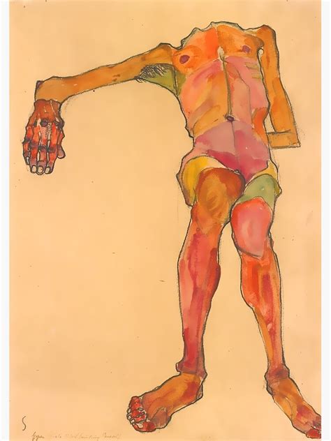 Egon Schiele Art Print Seated Male Nude Self Portrait Premium