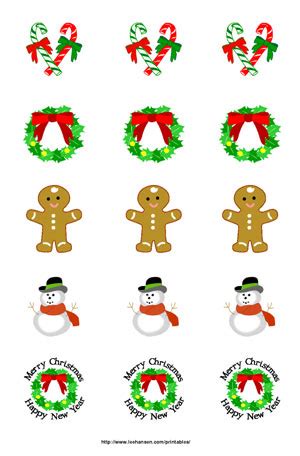 Christmas Stickers Printable Sheet, Assortment 1