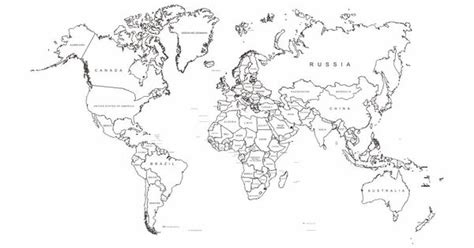 World Political Map Black And White A4 Size