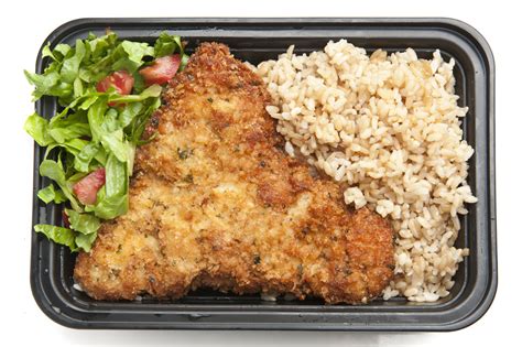 Chicken Schnitzel With Brown Rice And Salad Rejuvage