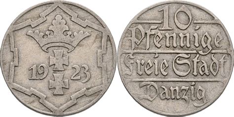 Danzig 10 Pfennig 1923 Ss MA Shops