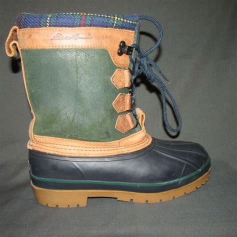 Eddie Bauer Vintage Leather Rubber Sherpa Lined Winter Duck Boot Women S Us 8m Ebay