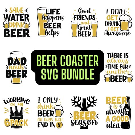 Funny Beer Coaster Svg Bundle Unique Designs Files For Cricut