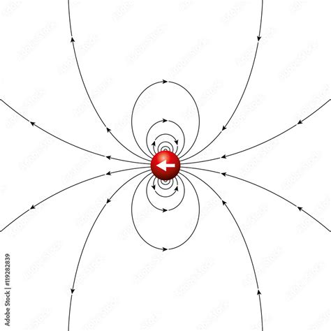 Field lines of a point dipole. Pole of a physical dipole of any type ...