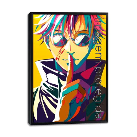 Quadro Satoru Gojo Jujutsu Kaisen 63x43cm Moldura Preta M231