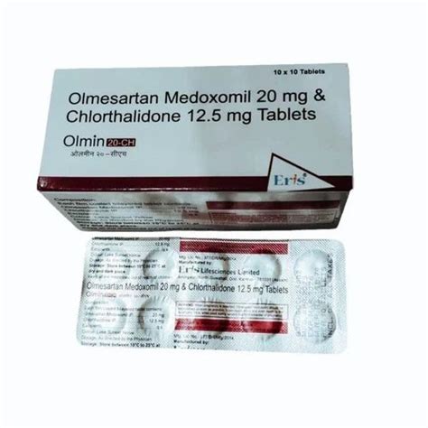 Olmesartan Medoxomil 20 Mg Chlorthalidone 125mg Tablet At Rs 1020box