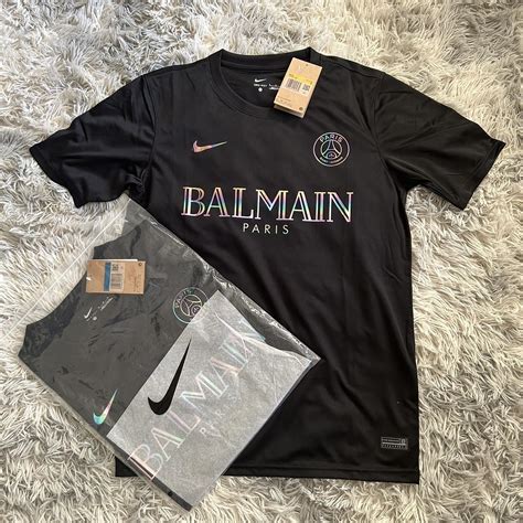 Black Psg Balmain Shirt Football Kit Jersey Depop