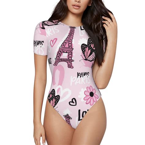 Easygdp Eiffel Tower And Butterflies Womens One Piece Swimsuit Slim