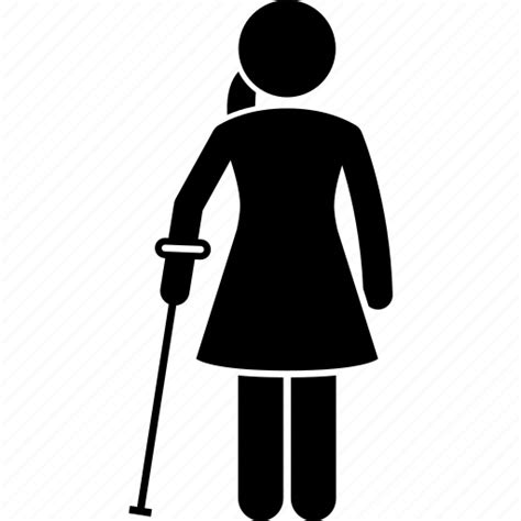 Crutch Female Girl Stick Walking Woman Icon