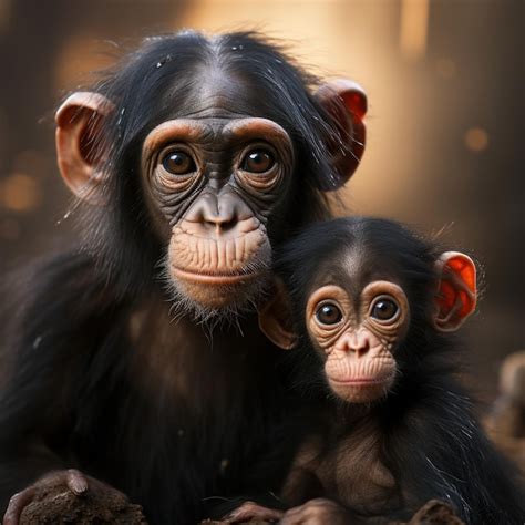 Premium Photo | Photo of a baby chimpanzee with its mother