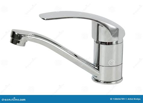 Modern Stainless Steel Tap Isolated On White Background Stock Image