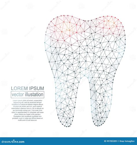 Polygonal Tooth Abstract Image Low Poly Wireframe Stock Vector