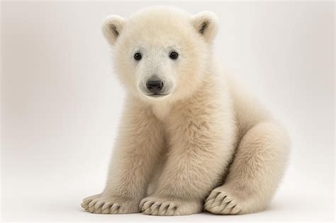 Tres Meses De Edad Cachorro De Oso Polar Ursus Maritimus Sentado Sobre