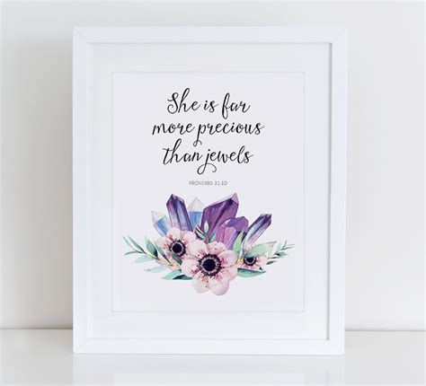 She Is Far More Precious Than Jewels Art Print Gems Art Etsy