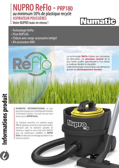 Aspirateur Poussi Res Nupro Reflo Mat Riel De Nettoyage Professionnel