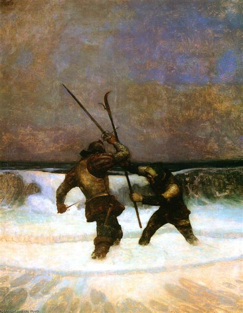 Oil Painting Replica two knights dueling, 1917 by Nc Wyeth (1882-1945 ...