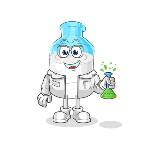 Flasche Milch Wissenschaftler Charakter Cartoon Maskottchen Vektor