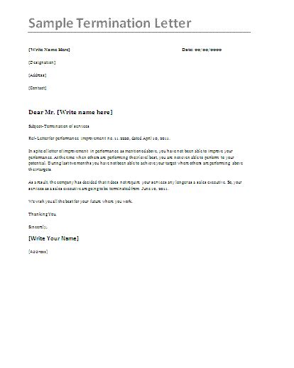 Termination Letter Template Free Word Templates