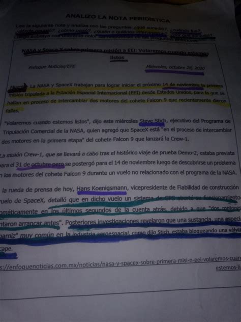 Lee la siguiente nota y analiza con las preguntas qué sucedió