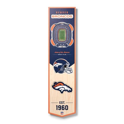 Youthefan Nfl Denver Broncos Wooden 8 X 32 3d Stadium Banner Decorative Sign Mile High Stadium