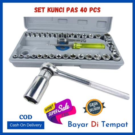 Full Set Kunci Pas 40 PCS Multifungsi With Socket Wrench Set 1 4